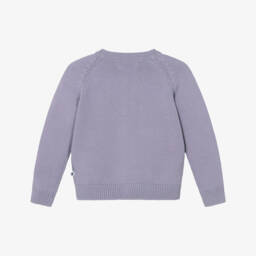 Molo-Girls Purple Organic Cotton Embroidered Cardigan | Childrensalon