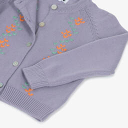 Molo-Girls Purple Organic Cotton Embroidered Cardigan | Childrensalon