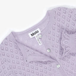 Molo-Girls Purple Organic Cotton Knit Cardigan | Childrensalon