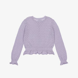 Molo-Girls Purple Organic Cotton Knit Cardigan | Childrensalon