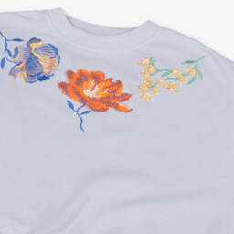 Molo-Girls Purple Organic Cotton Sequin Flowers Sweatshirt | Childrensalon