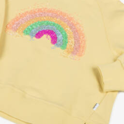 Molo-Girls Yellow Sequin Rainbow Organic Cotton Sweatshirt | Childrensalon