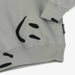 Molo-Grey Cotton Smiling Face Sweatshirt | Childrensalon