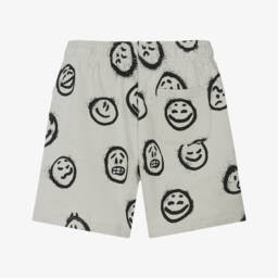 Molo-Grey Organic Cotton Jersey Mood Faces Shorts | Childrensalon