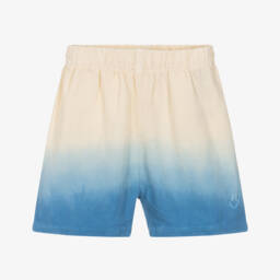 Ivory & Blue Ombré Linen & Cotton Shorts