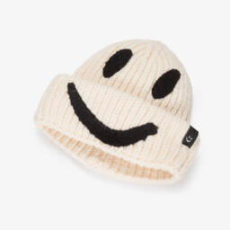 Molo-قبعة بيني محبوكة بوجه مبتسم لون عاجي | Childrensalon