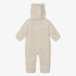 Molo-Ivory Teddy Fleece Hooded Pramsuit | Childrensalon