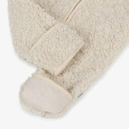 Molo-Ivory Teddy Fleece Hooded Pramsuit | Childrensalon