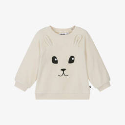 Molo-Ivory Velour Animal Face Sweatshirt | Childrensalon