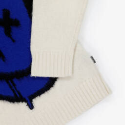 Molo-Ivory Wool Knit Drippy Smile Sweater | Childrensalon