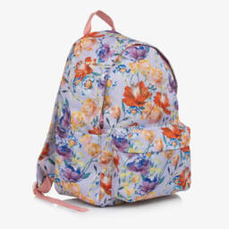 Molo-Lilac Purple Canvas Floral Backpack (42cm) | Childrensalon