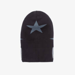 Molo-Navy Blue Knitted Star Balaclava | Childrensalon