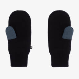 Molo-Navy Blue Knitted Star Mittens | Childrensalon
