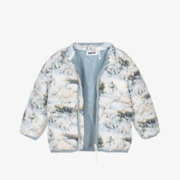Molo-Pale Blue Polar Bear Puffer Jacket | Childrensalon