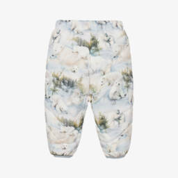 Molo-Pale Blue Snowy Bears Padded Trousers | Childrensalon