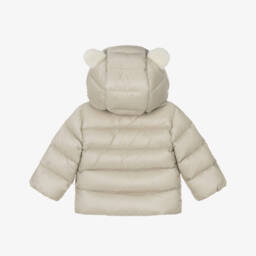 Moncler Enfant-Beige Borgan Down Padded Jacket with Fleece Lined Hood | Childrensalon