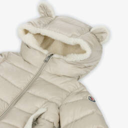 Moncler Enfant-Beige Borgan Down Padded Jacket with Fleece Lined Hood | Childrensalon