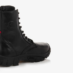 Moncler Enfant-بوت بكاحل عالي جلد لون أسود | Childrensalon