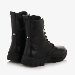 Moncler Enfant-بوت بكاحل عالي جلد لون أسود | Childrensalon