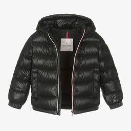 Moncler Enfant-جاكيت Aubert مبطن بريش لون أسود للأولاد | Childrensalon