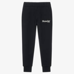 Boys Black Cotton Joggers with Embroidered Logo 