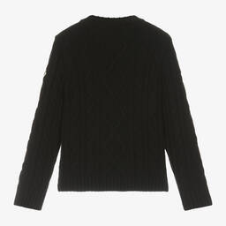 Moncler Enfant-بلوفر صوف بكر محبوك لون أسود للأولاد | Childrensalon