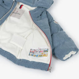 Moncler Enfant-Boys Blue Corduroy Down Padded Puki Jacket | Childrensalon