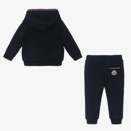 Moncler Enfant-بدلة رياضية بسحاب قطن لون كحلي للأولاد | Childrensalon