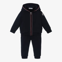 Moncler Enfant-بدلة رياضية بسحاب قطن لون كحلي للأولاد | Childrensalon