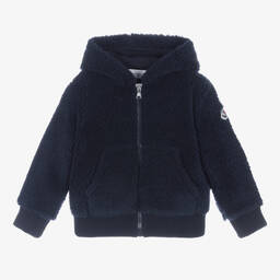 Moncler Enfant-توب هودي بسحاب تيدي فليس لون كحلي للأولاد | Childrensalon