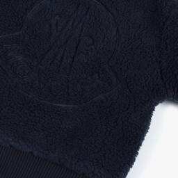 Moncler Enfant-توب هودي بسحاب تيدي فليس لون كحلي للأولاد | Childrensalon