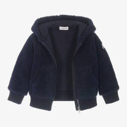 Moncler Enfant-توب هودي بسحاب تيدي فليس لون كحلي للأولاد | Childrensalon