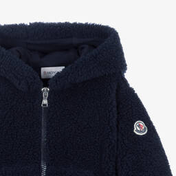 Moncler Enfant-توب هودي بسحاب تيدي فليس لون كحلي للأولاد | Childrensalon