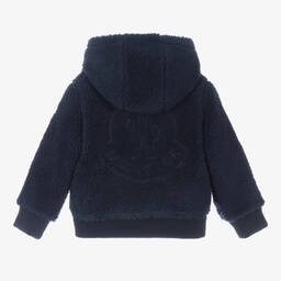 Moncler Enfant-توب هودي بسحاب تيدي فليس لون كحلي للأولاد | Childrensalon