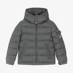 Moncler Enfant-جاكيت Montgenevre صوف لون رمادي للأولاد | Childrensalon