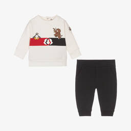Moncler Enfant-بدلة رياضية أطفال ولادي قطن لون كحلي وعاجي | Childrensalon