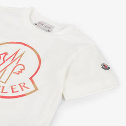 Moncler Enfant-تيشيرت قطن لون عاجي للأولاد | Childrensalon