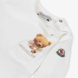 Moncler Enfant-Топ кремовый хлопковый с карманом и мишкой для мальчиков | Childrensalon