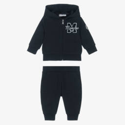 Moncler Enfant-Boys Navy Blue Cotton Hooded Tracksuit | Childrensalon