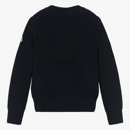 Moncler Enfant-بلوفر قطن محبوك لون كحلي للأولاد | Childrensalon