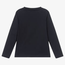 Moncler Enfant-توب قطن لون كحلي مونوغرام للأولاد | Childrensalon