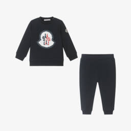 Moncler Enfant-Boys Navy Blue Cotton Tracksuit | Childrensalon