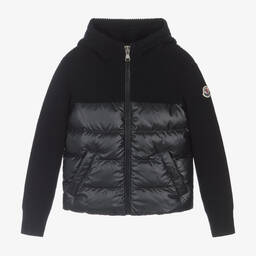 Moncler Enfant-توب بسحاب مبطن صوف لون كحلي للأولاد | Childrensalon