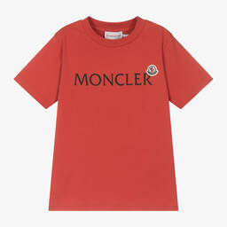 Moncler Enfant-تيشيرت قطن لون أحمر للأولاد | Childrensalon