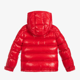 Moncler Enfant-جاكيت بافر لون أحمر مبطن بريش للأولاد | Childrensalon