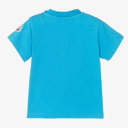 Moncler Enfant-Boys Turquoise Blue Cotton T-Shirt | Childrensalon
