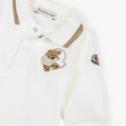Moncler Enfant-Boys White Cotton Piqué Bear Logo Polo Shirt | Childrensalon