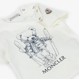 Moncler Enfant-Boys White Cotton Skiing Bear T-Shirt | Childrensalon