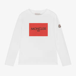 Moncler Enfant-توب قطن لون أبيض للأولاد | Childrensalon
