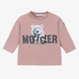 Moncler Enfant-توب قطن جيرسي لون زهري للأطفال | Childrensalon